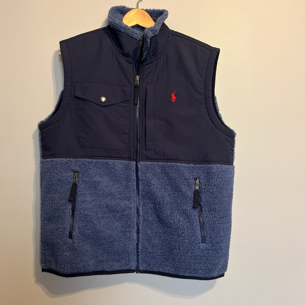 Polo Ralph Lauren Hybrid Sherpa Shearling Fleece Jacket Vest Hi Tech Stadium Men